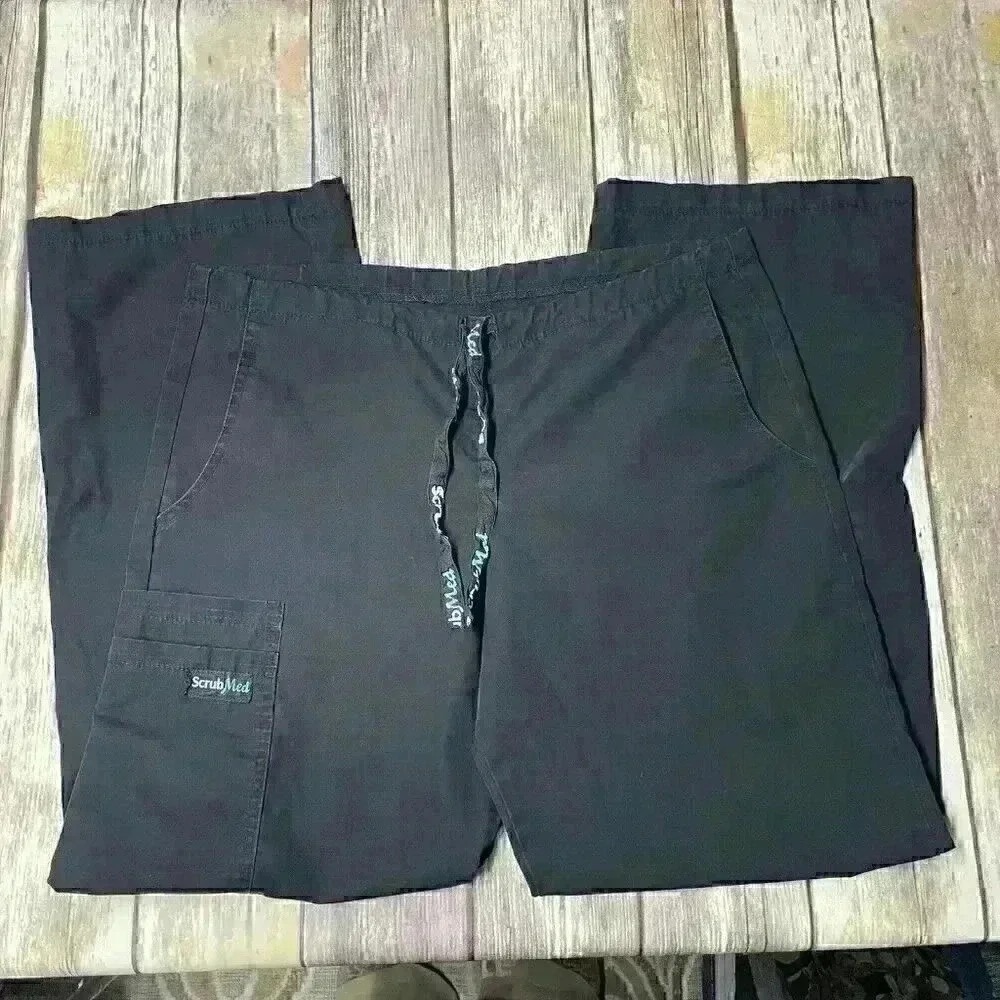 Scrubstar Jogger Scrub Pants Black Elastic Drawstring Stretch Size Small Medical